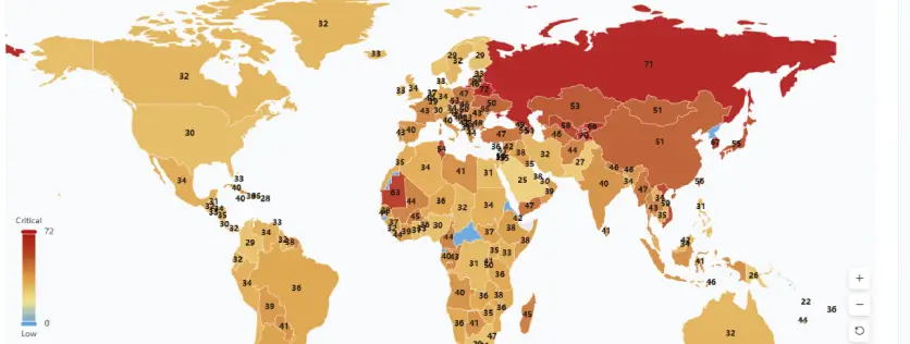 A situation picture: exposure mapped by region